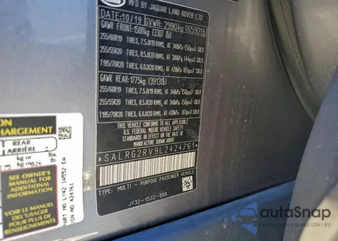 2020 Land Rover Discovery Se z USA, uszkodzony, nr VIN SALRG2RV9L2424761